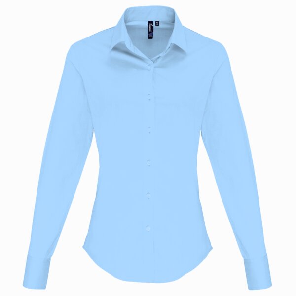 Premier Ladies Long Sleeve Stretch Fit Poplin Shirt Thumbnail